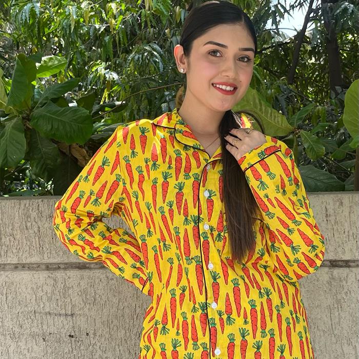 Pajama Set - Pocket Night Suit for Women - Sunshine Carrots