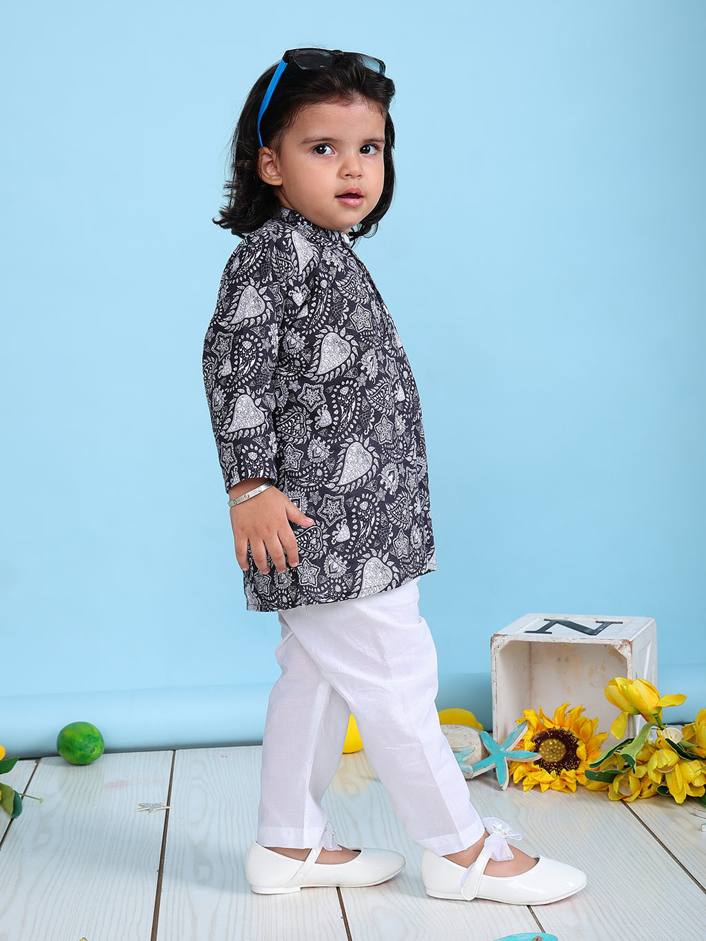Pajama set for boys and girls - Floral Black Joeycare