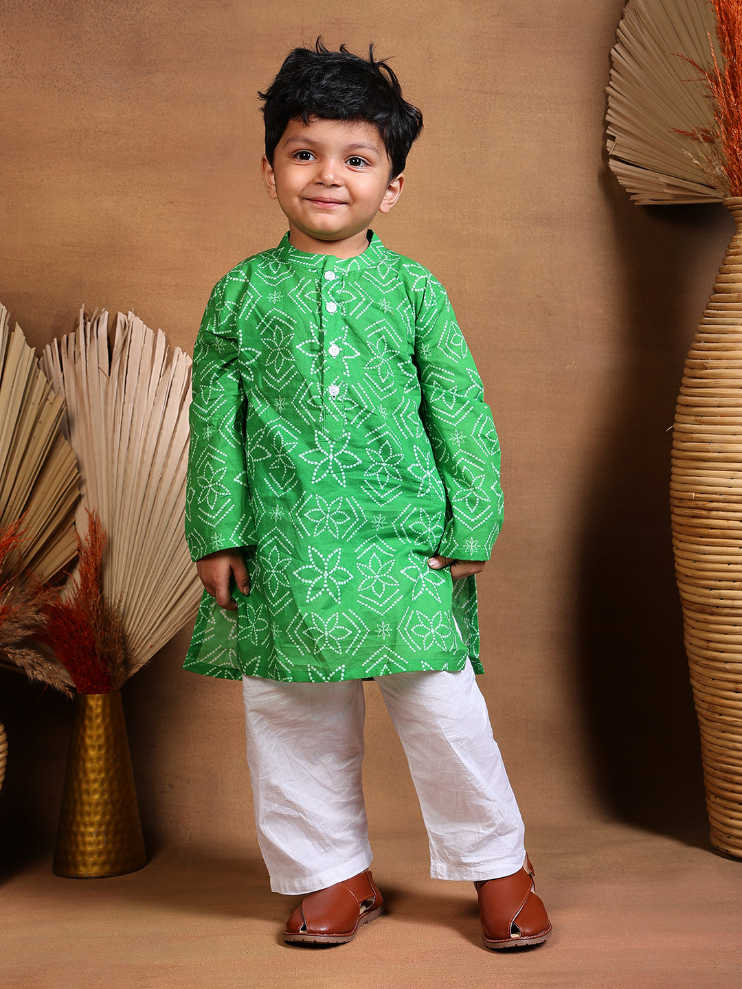 Pajama set for boys and girls - Green Bandhej Joeycare