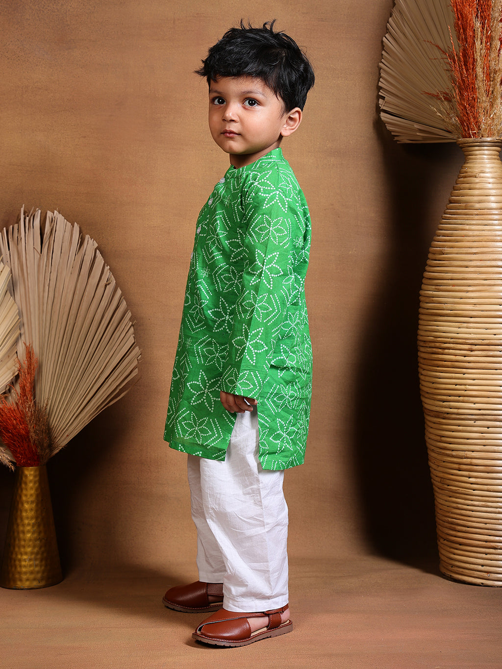 Pajama set for boys and girls - Green Bandhej Joeycare