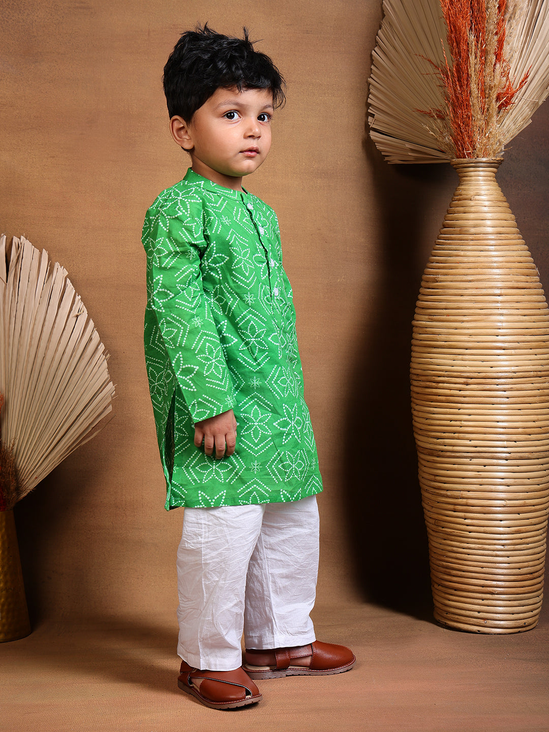 Pajama set for boys and girls - Green Bandhej Joeycare