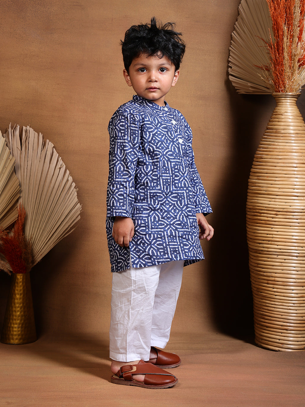 Pajama set for boys and girls - Indigo Block - Joeycare