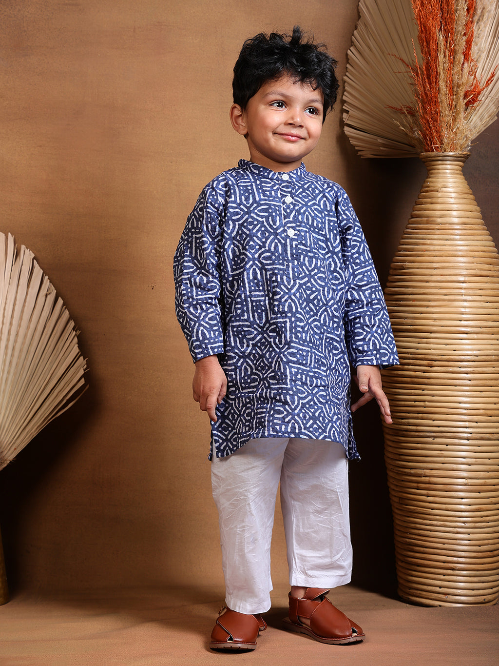 Pajama set for boys and girls - Indigo Block - Joeycare