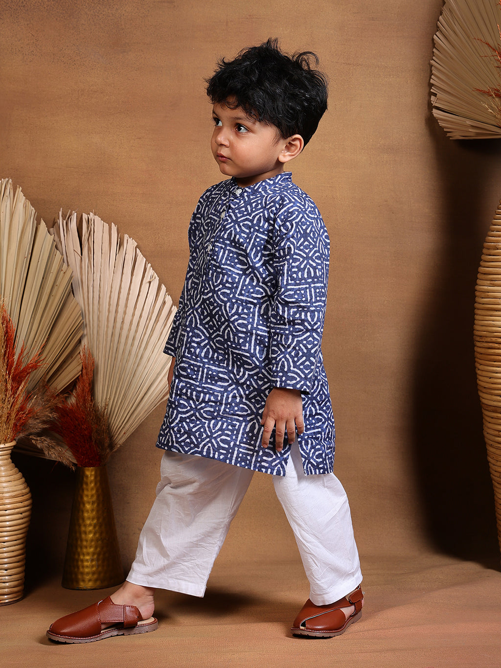 Pajama set for boys and girls - Indigo Block - Joeycare