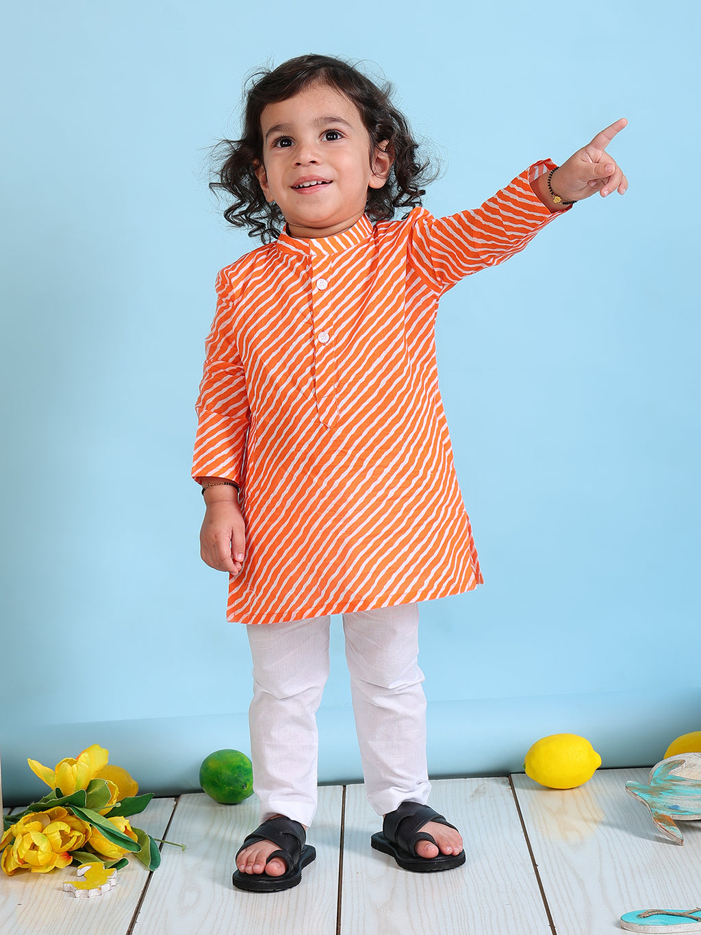 Pajama set for boys and girls - Orange Leheriya - Joeycare