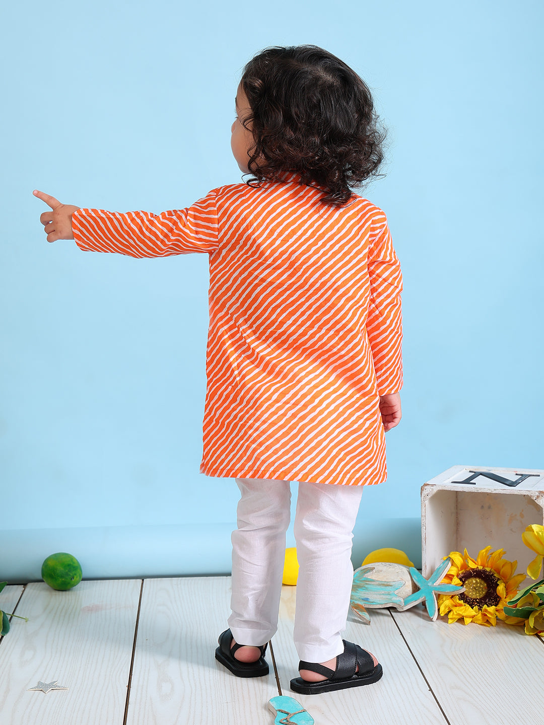 Pajama set for boys and girls - Orange Leheriya - Joeycare