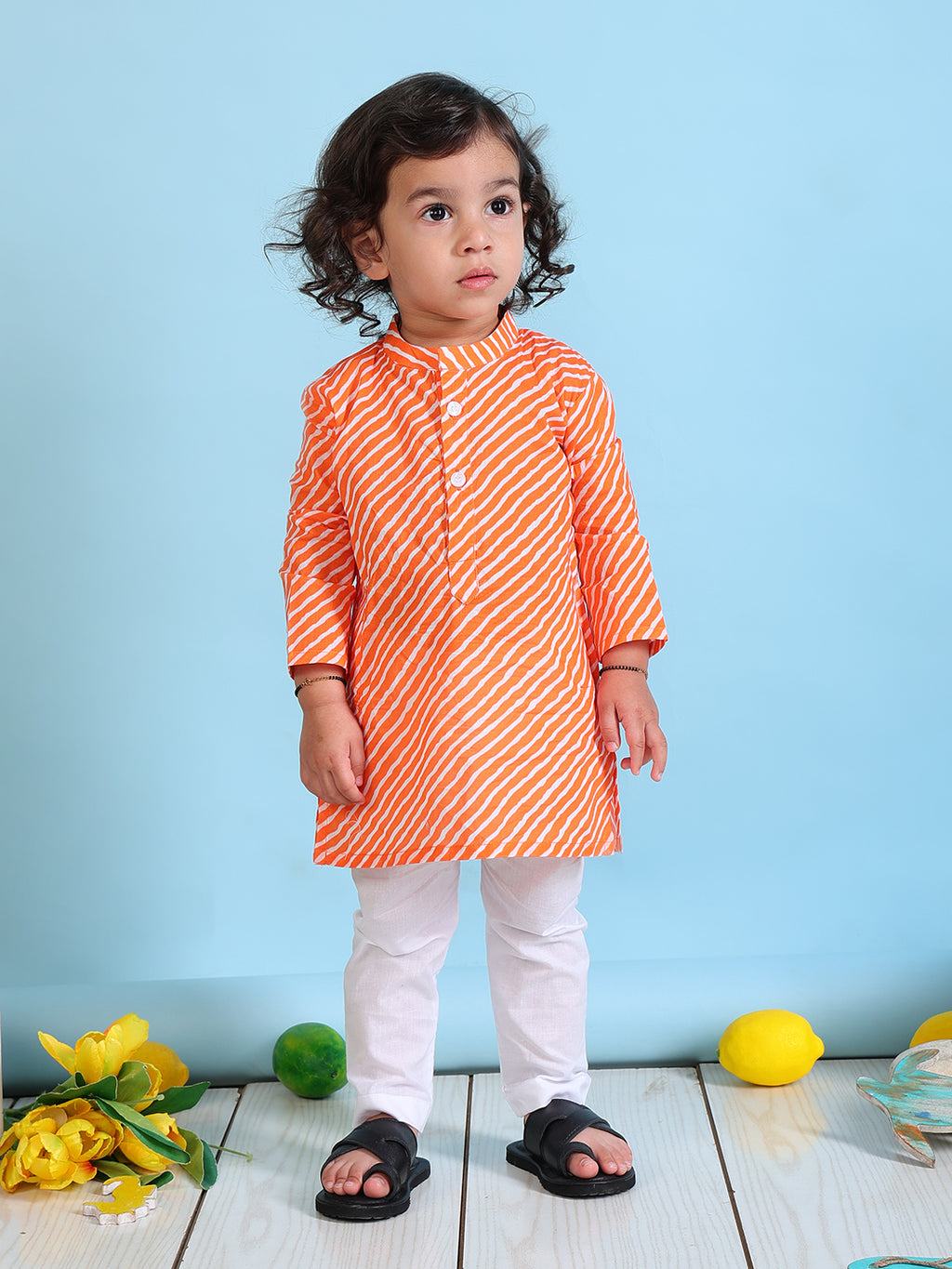 Pajama set for boys and girls - Orange Leheriya - Joeycare