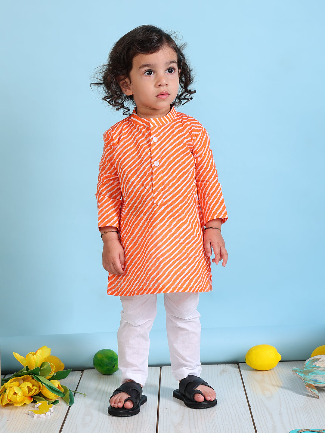 Pajama set for boys and girls - Orange Leheriya - Joeycare