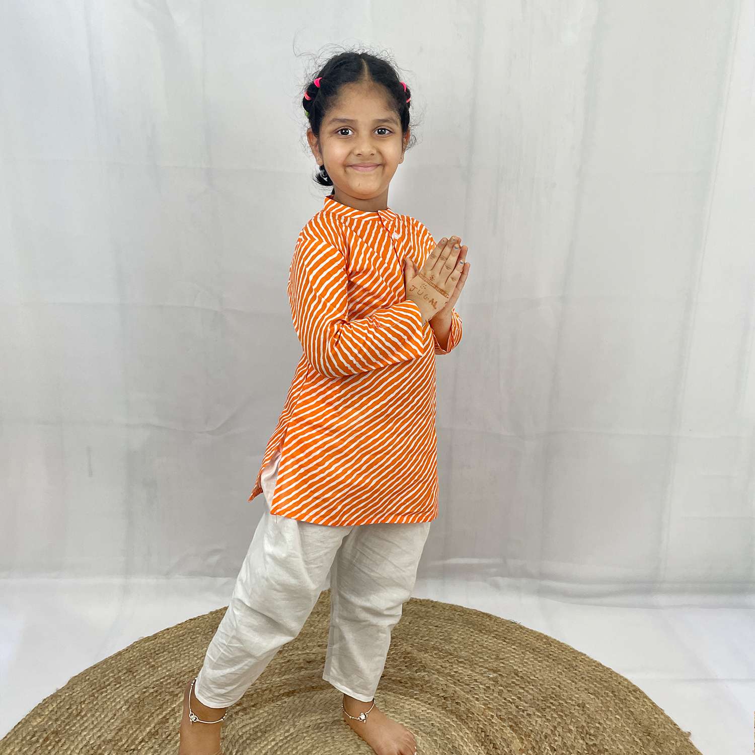 Pajama set for boys and girls - Orange Leheriya - Joeycare