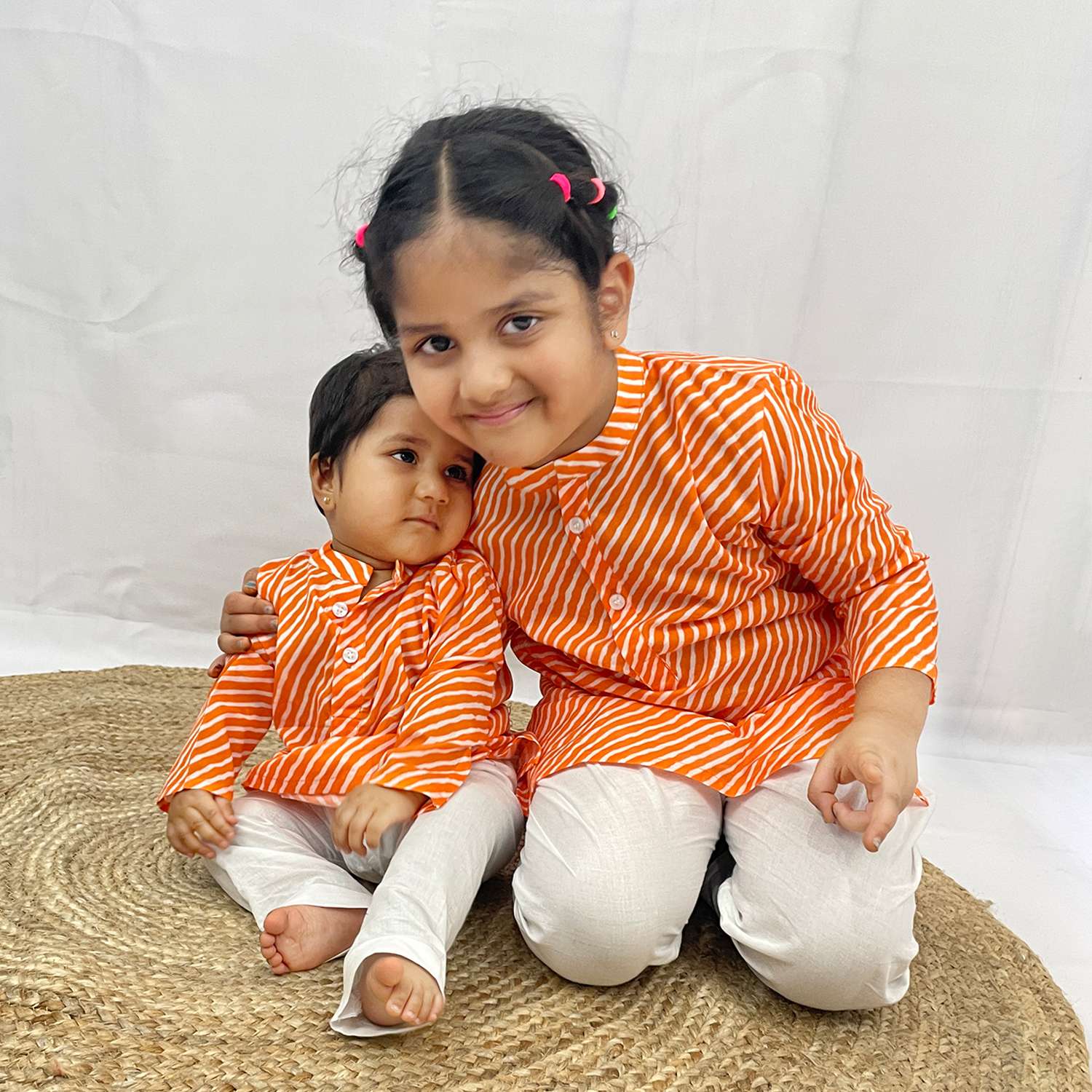 Pajama set for boys and girls - Orange Leheriya - Joeycare