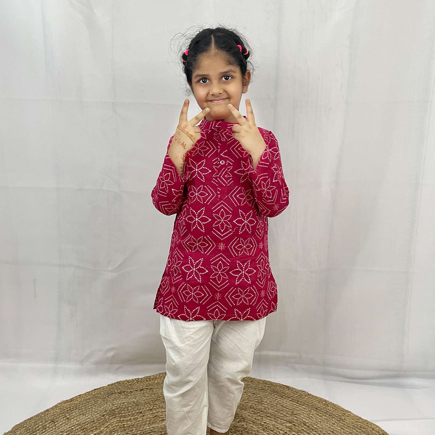 Pajama set for boys and girls - Pink Bandhej Joeycare