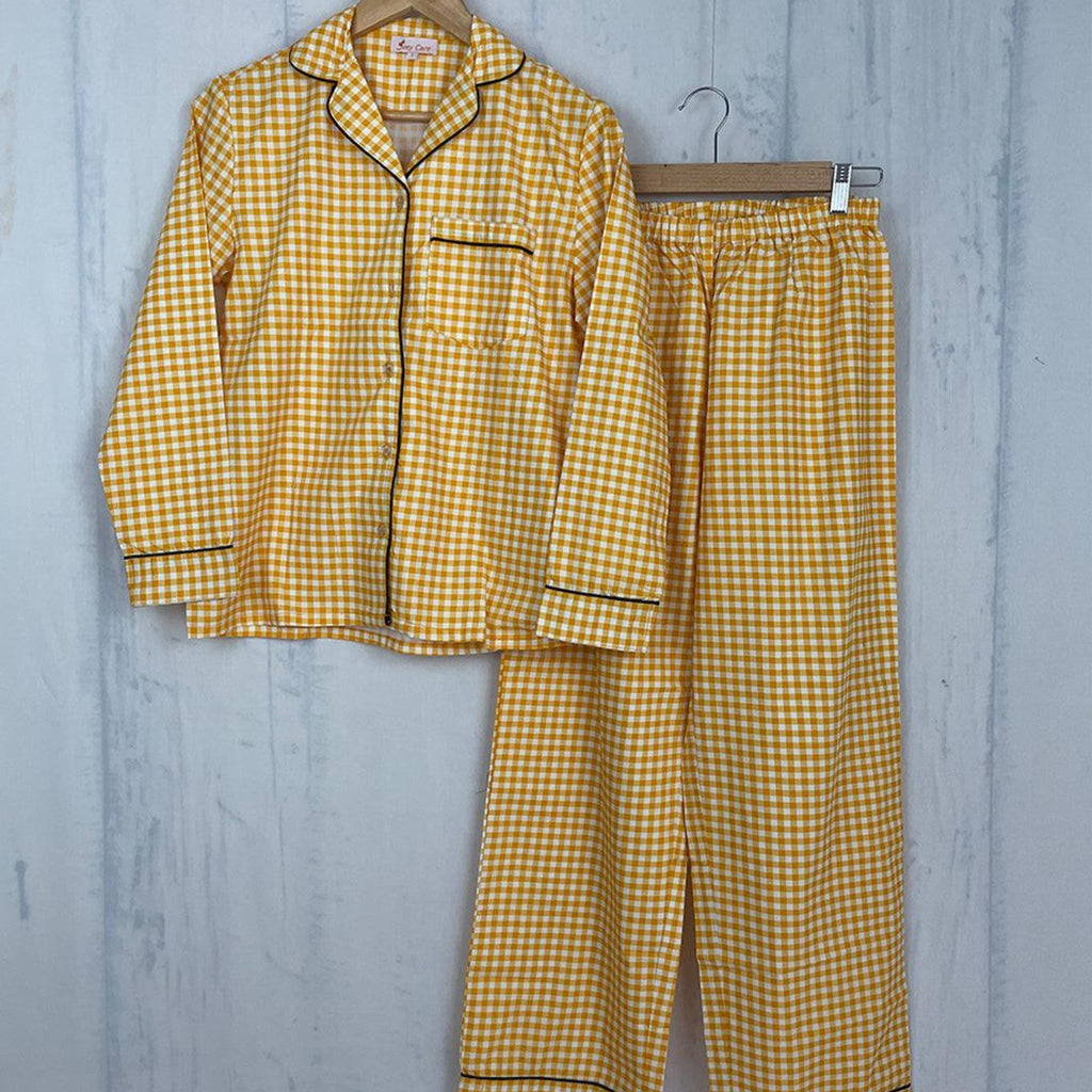 Pocket Nightwear for Girls and Boys - Gingham stripes Joeycare 