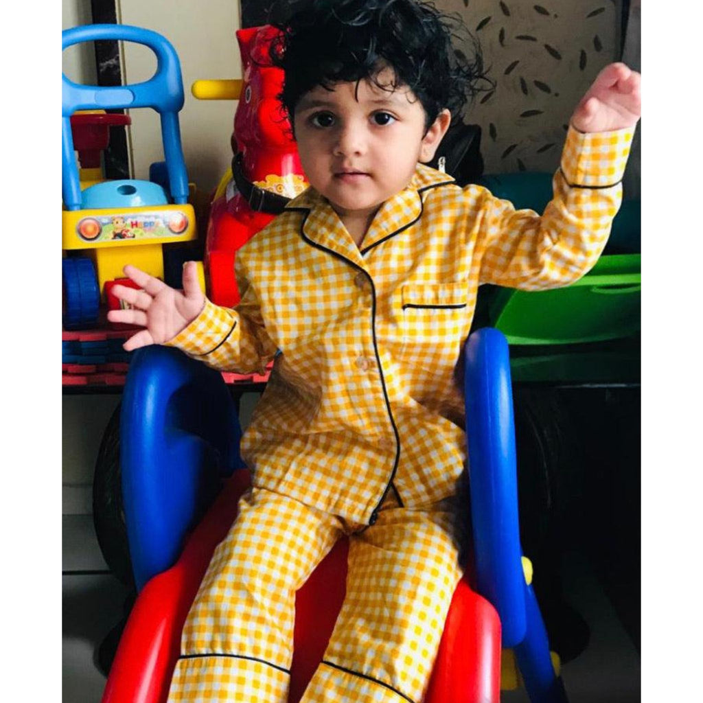 Pocket Nightwear for Girls and Boys - Gingham stripes Joeycare 