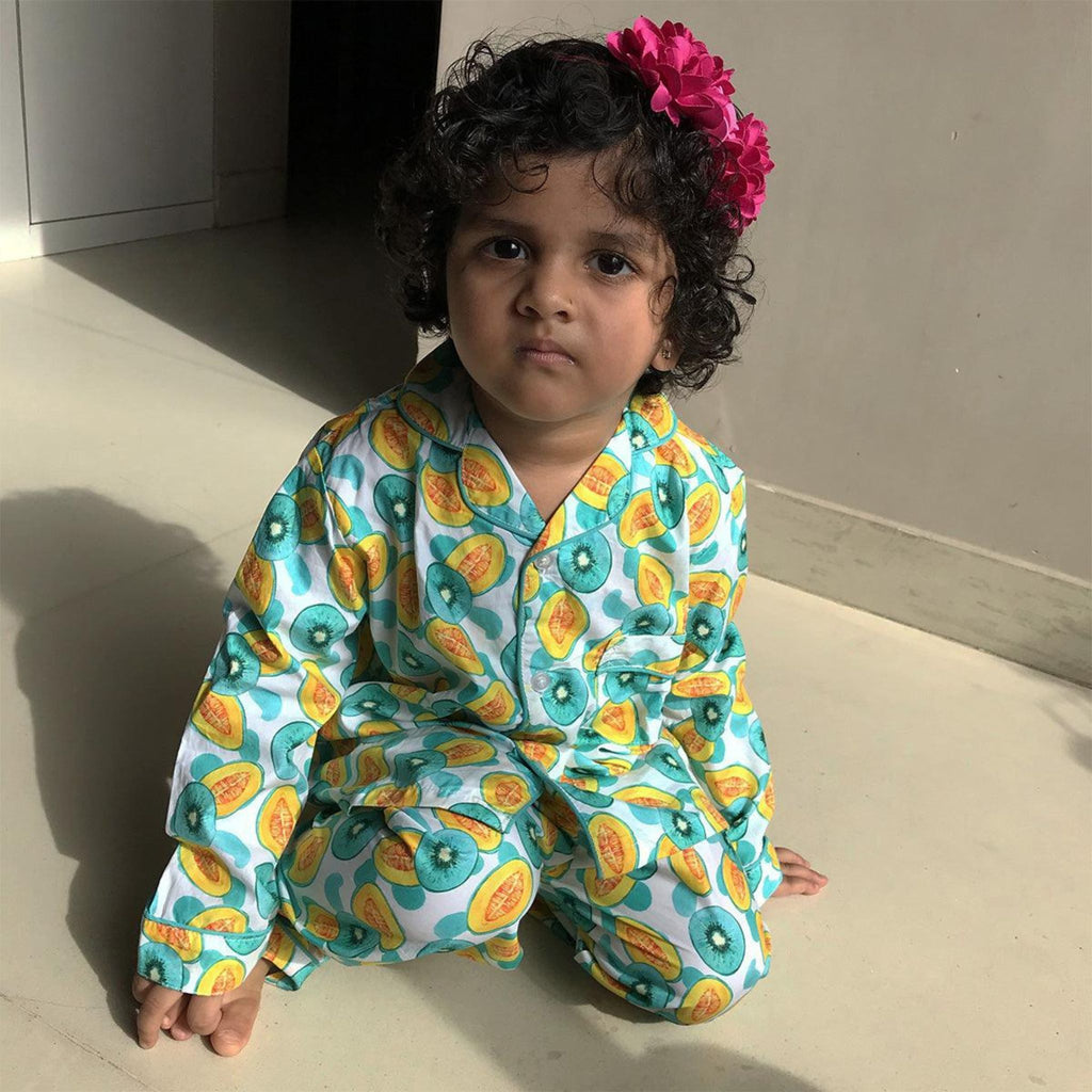 Pocket Nightwear for Girls and Boys - Kiwi print Joeycare