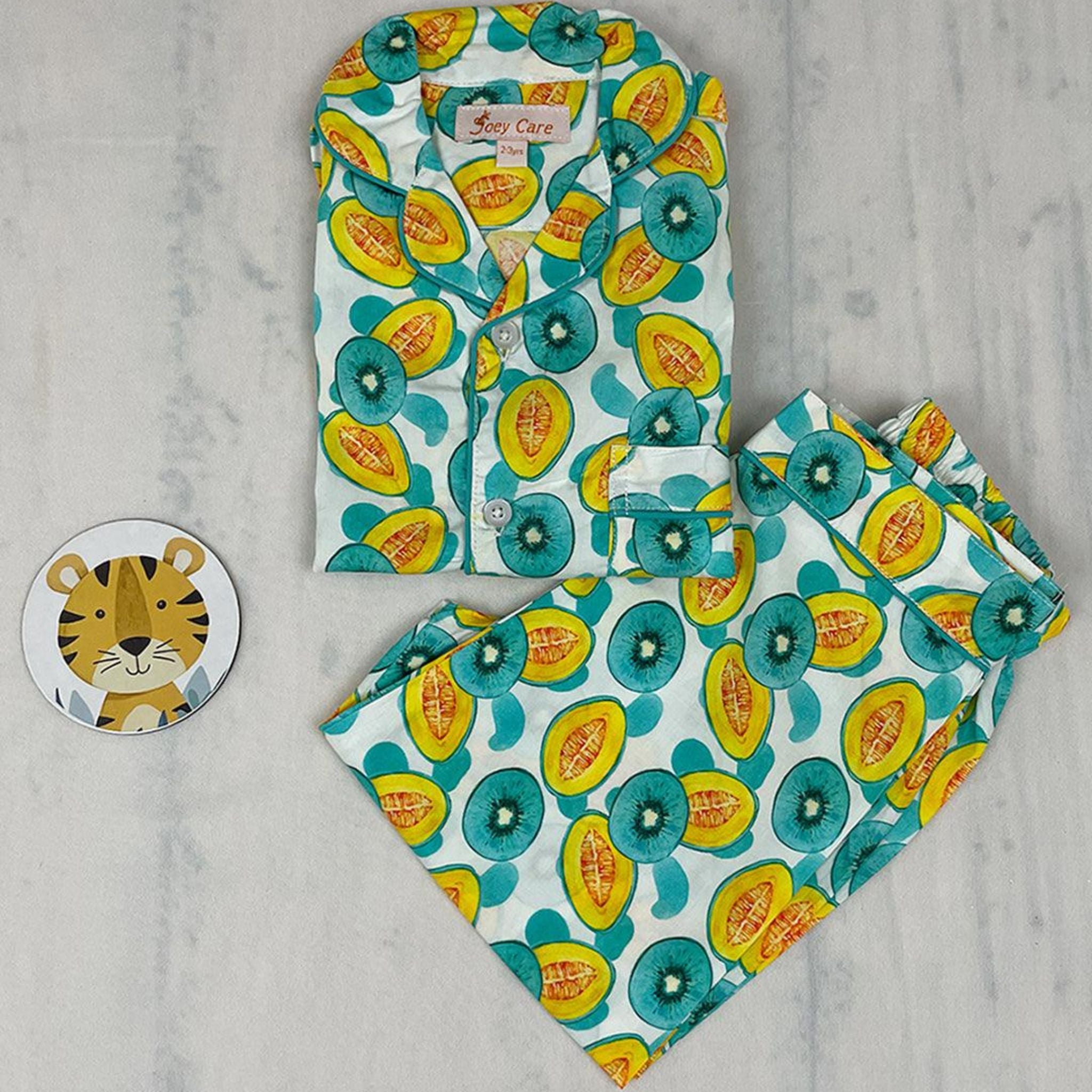 Pocket Nightwear for Girls and Boys - Kiwi print Joeycare
