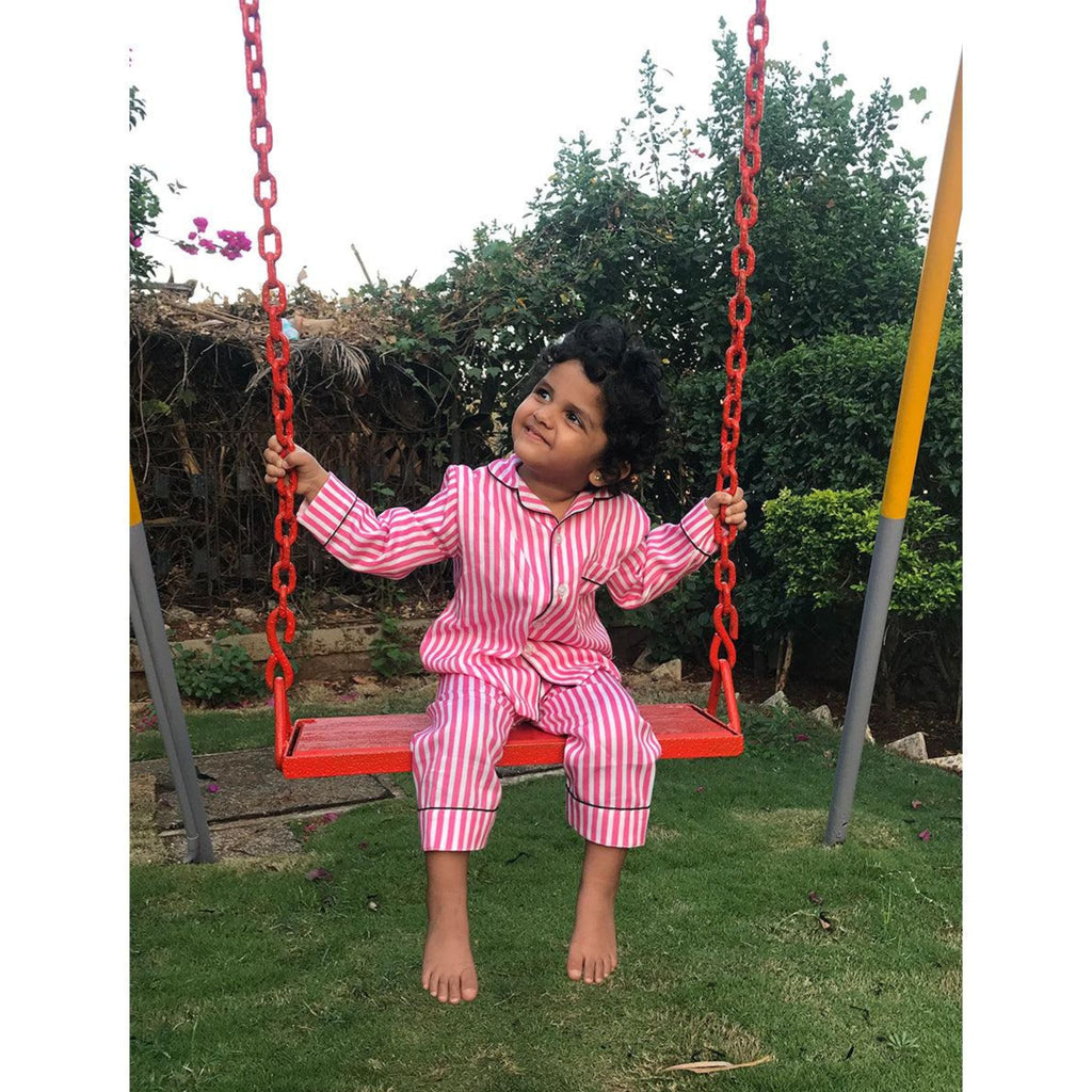 Pocket Nightwear for Girls and Boys - Pink stripes Joeycare 