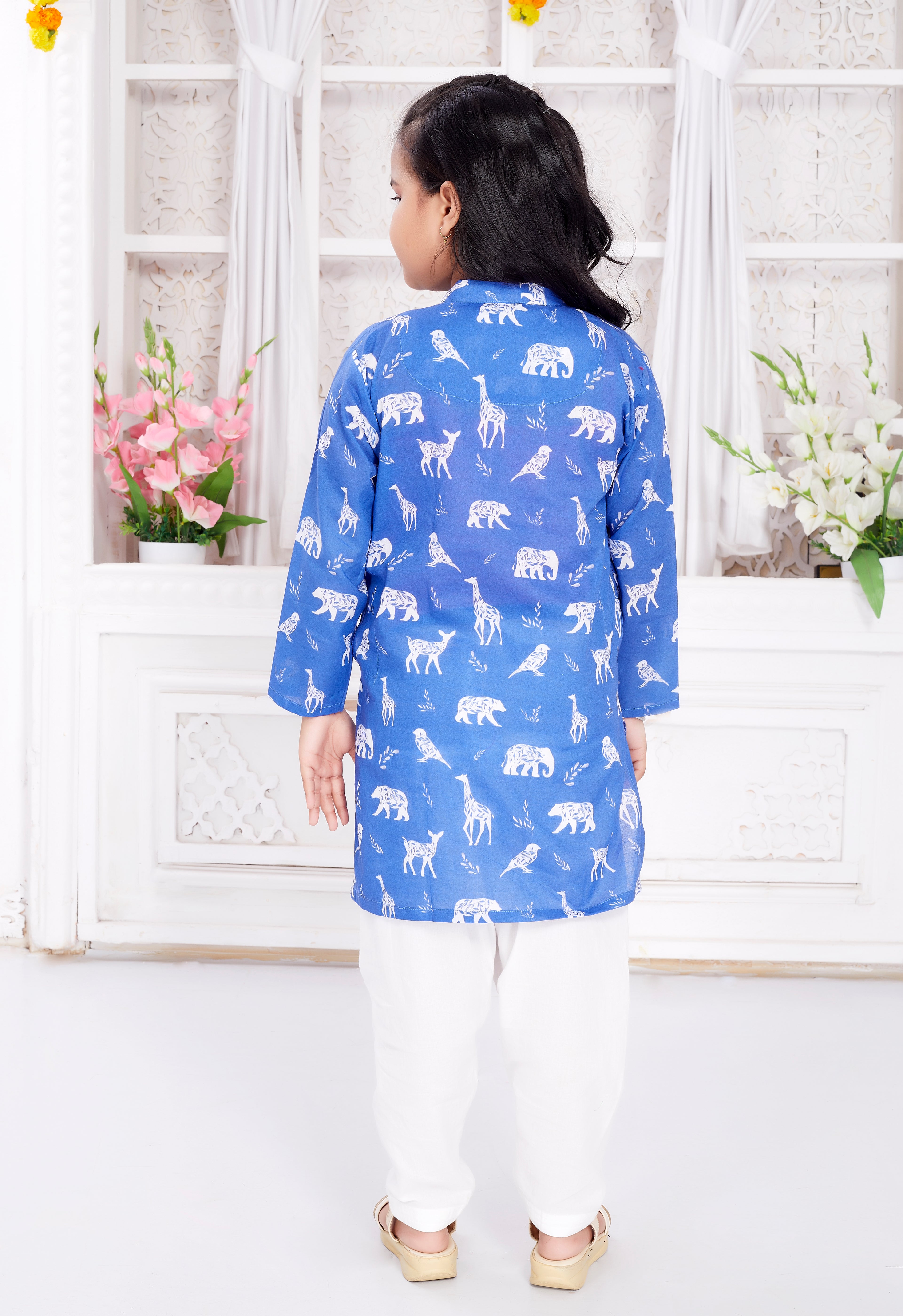 Salwar Kurta Set for Girls - Blue Safari