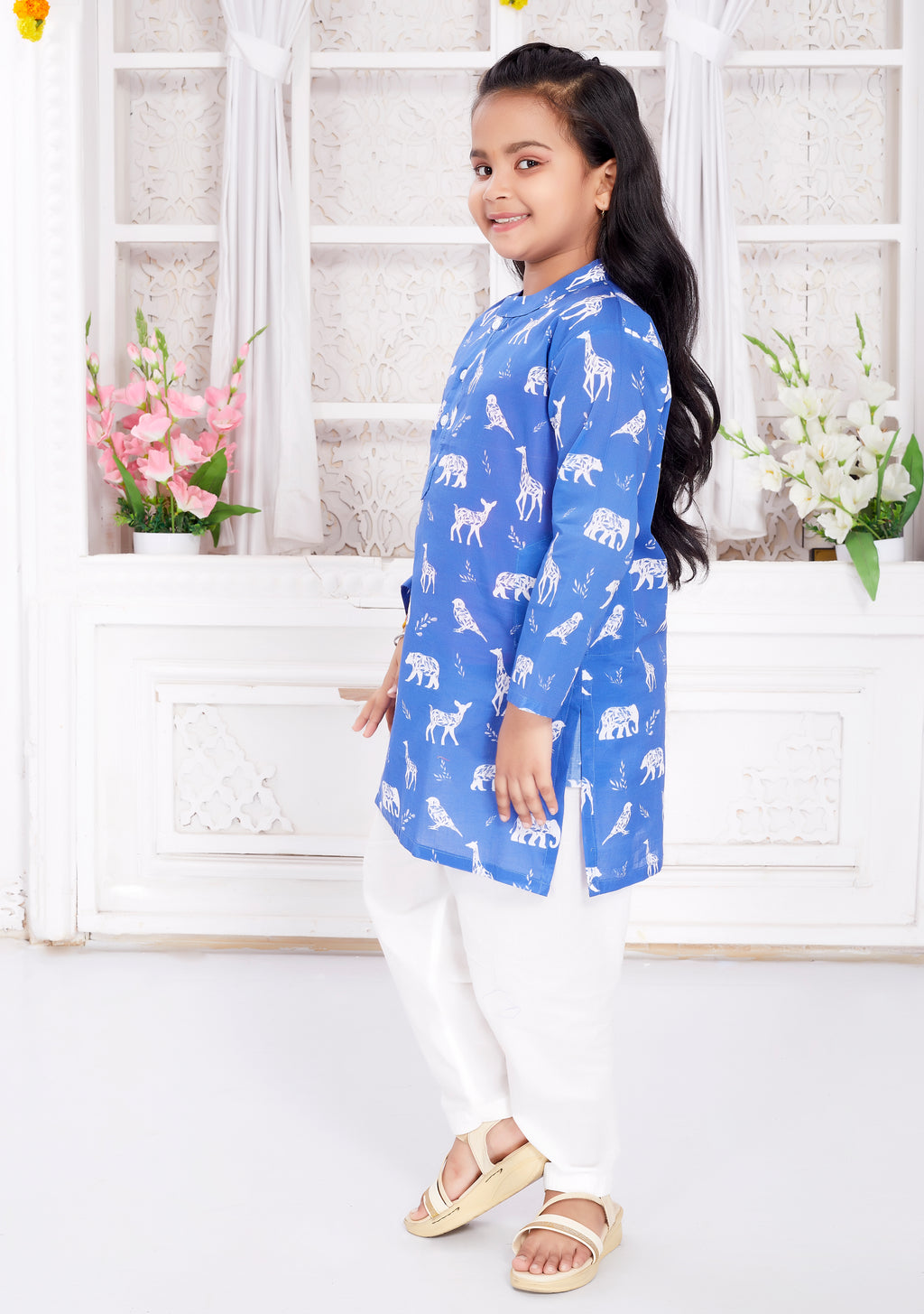 Salwar Kurta Set for Girls - Blue Safari