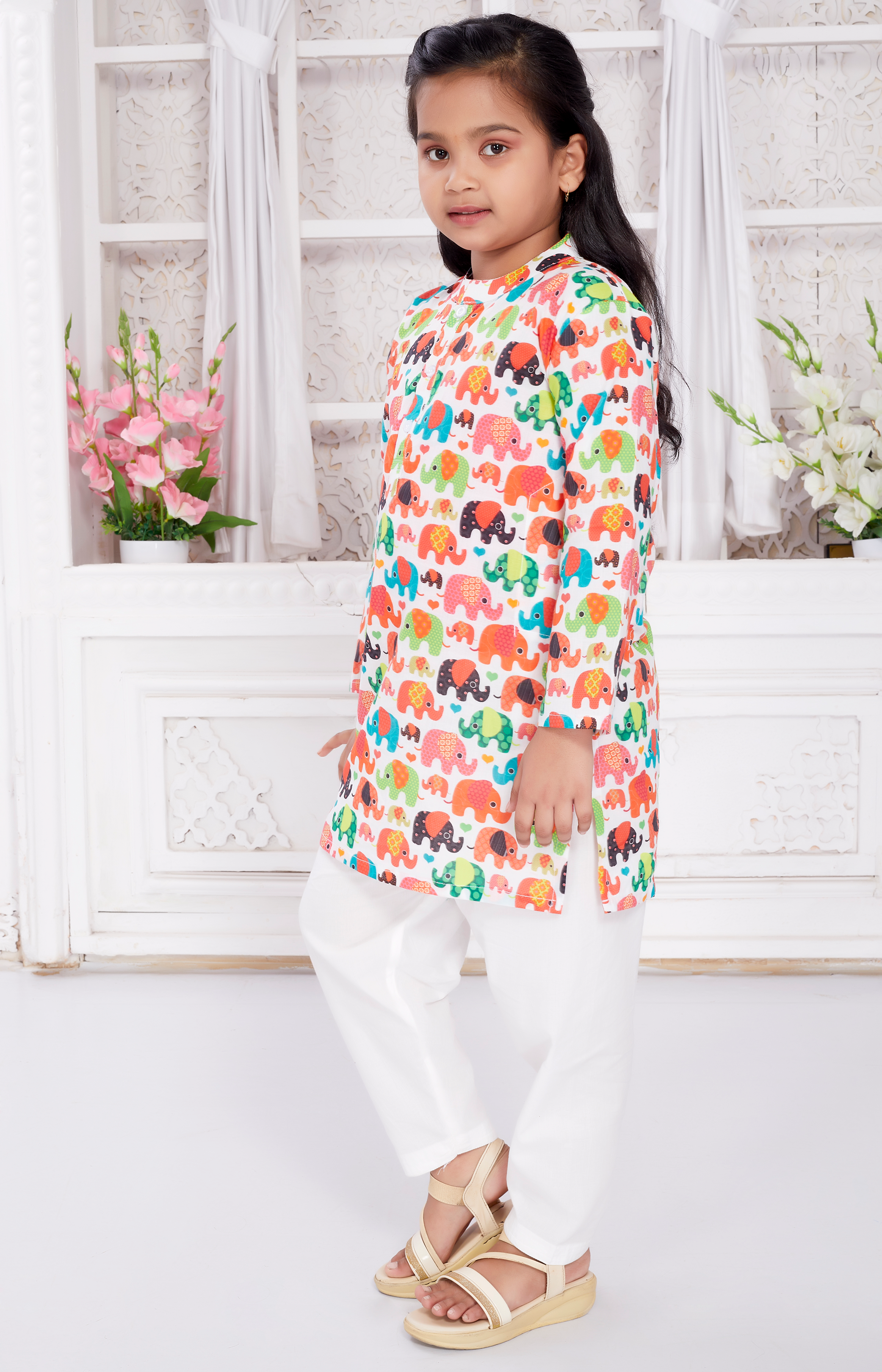 Salwar Kurta Set for Girls - Colorful Elephant