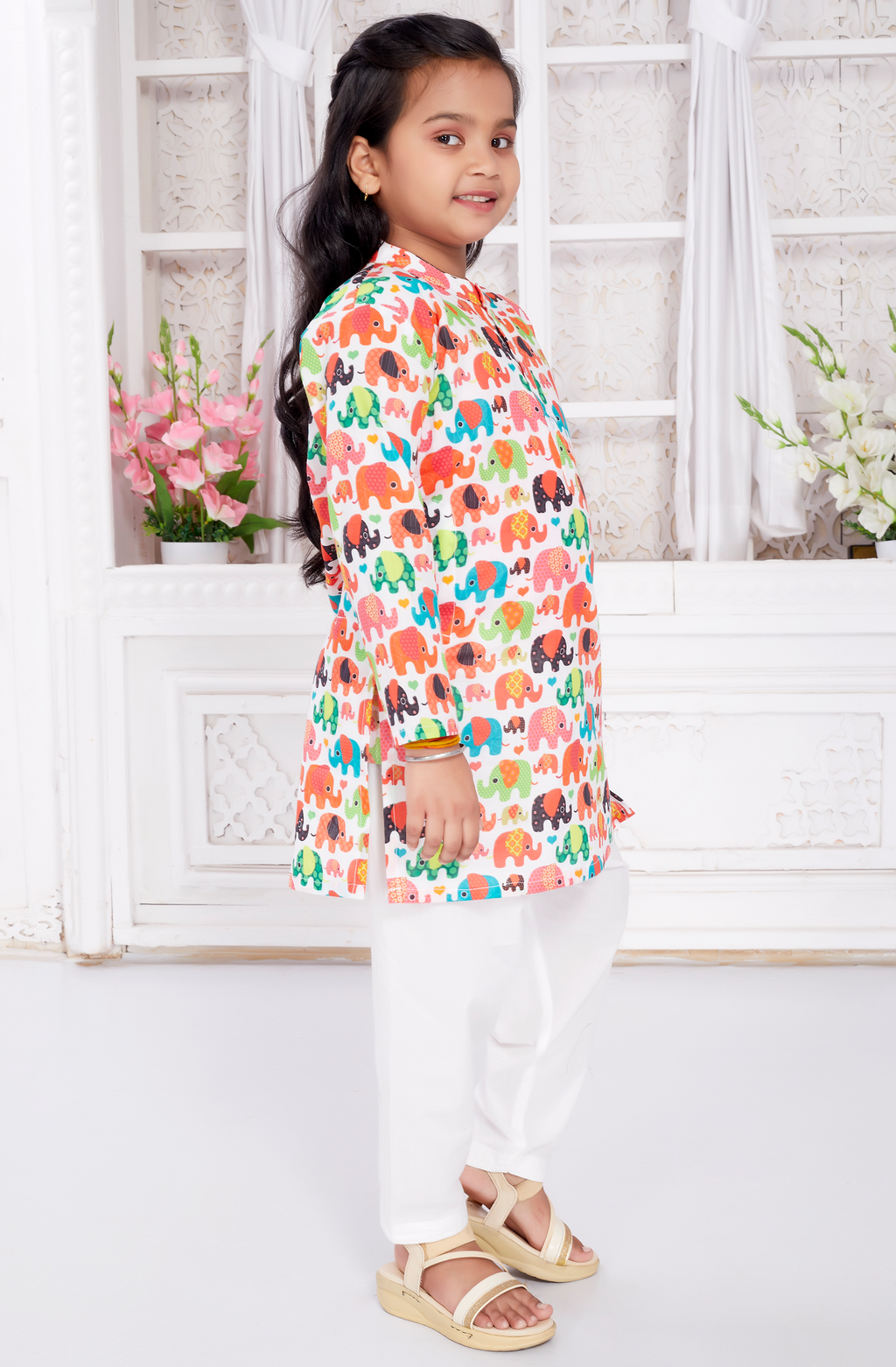 Salwar Kurta Set for Girls - Colorful Elephant