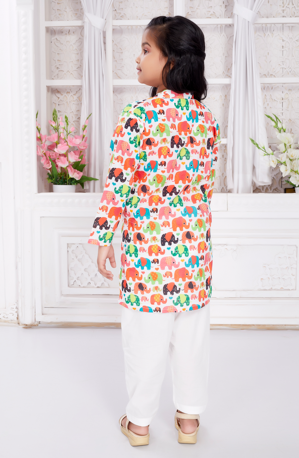 Salwar Kurta Set for Girls - Colorful Elephant