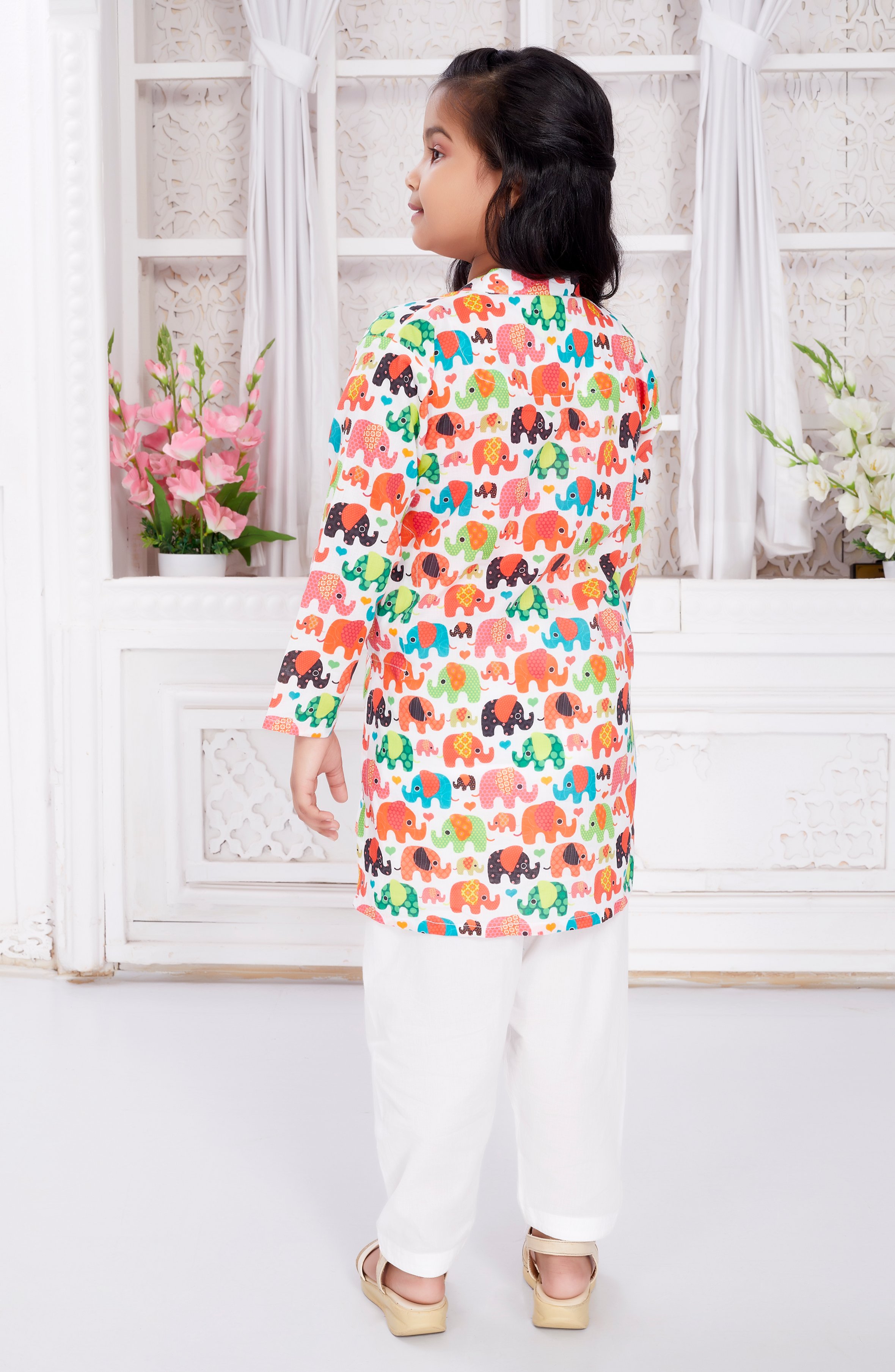 Salwar Kurta Set for Girls - Colorful Elephant