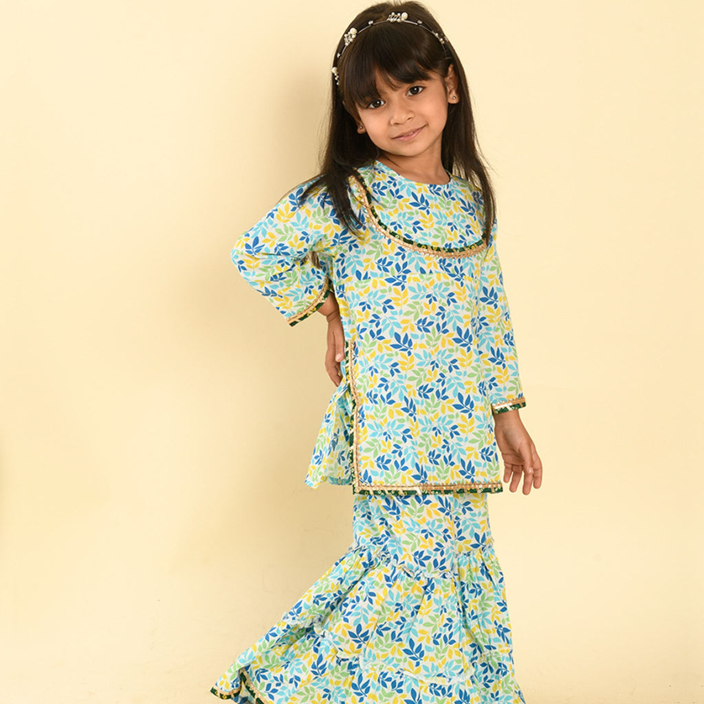 Sharara set - Pastel leaves Joeycare 