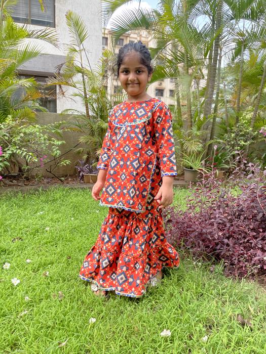 Sharara set – Orange Patola