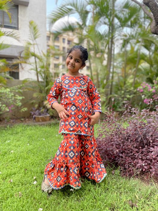 Sharara set – Orange Patola