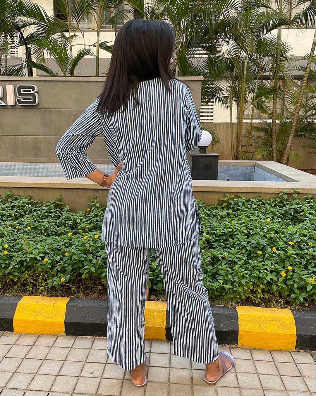 Co-ord Set- Indigo Stripes - JoeyCare